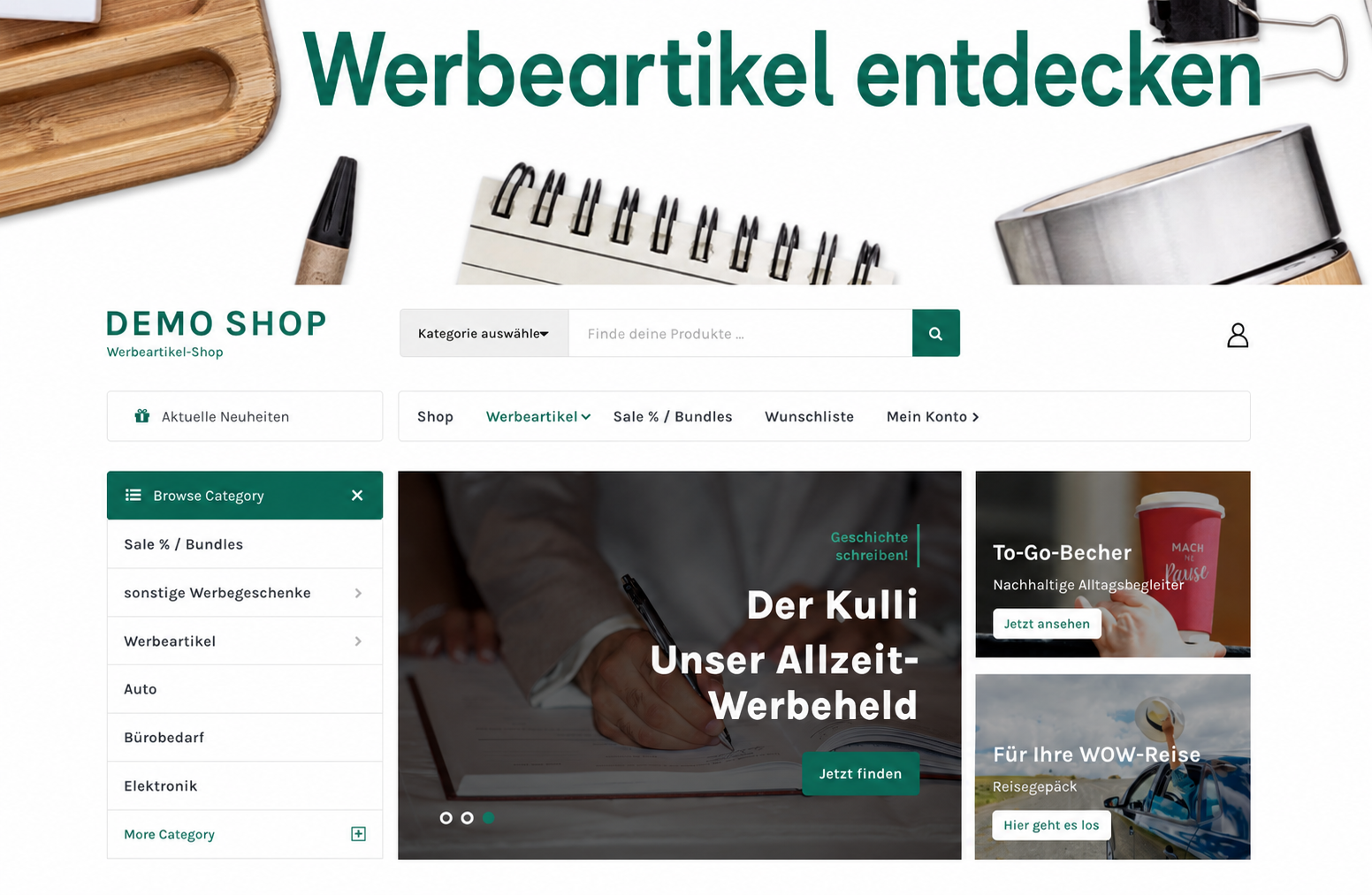 Anonymisierter Werbeartikelshop als Beispiel für die zentrale Versorgung mit Lieferantendaten